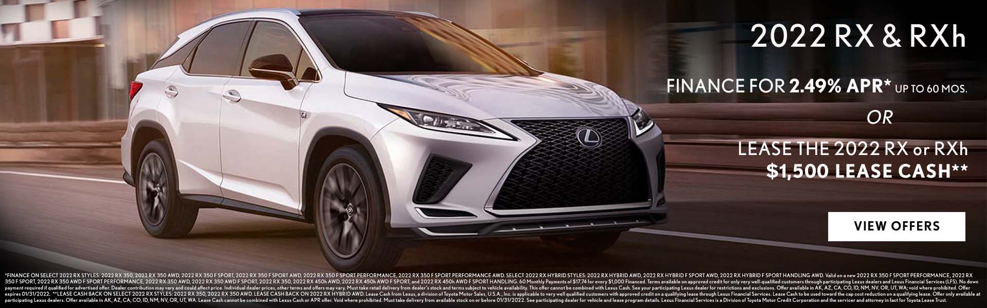 2022 Lexus RX and RXh special offer