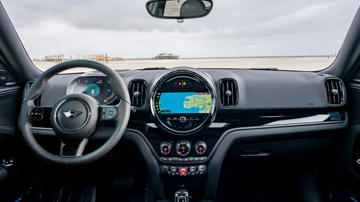 A view of the technology within the interior of the MINI Countryman  Boardwalk Edition.