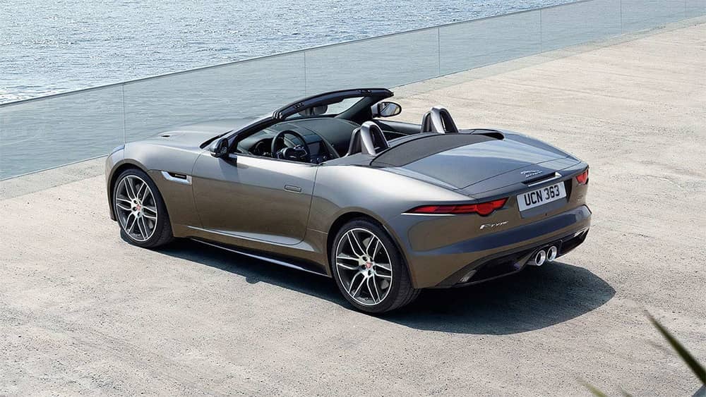 2020-Jaguar-F-TYPE-R-Dynamic-in-Silicon-Silver-parked-next-to-the-sea