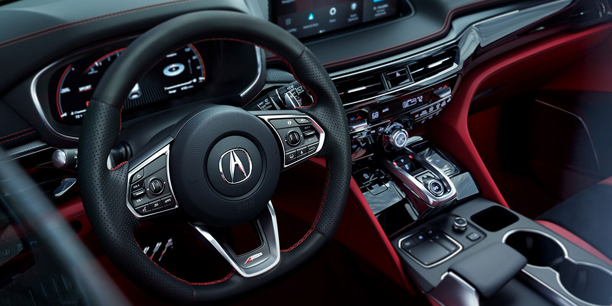 Interior view of steering wheel